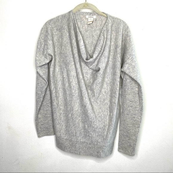 Sundance Simple Truths Cashmere Cowl Neck Sweater SILVER GREY - Picture 5 of 9